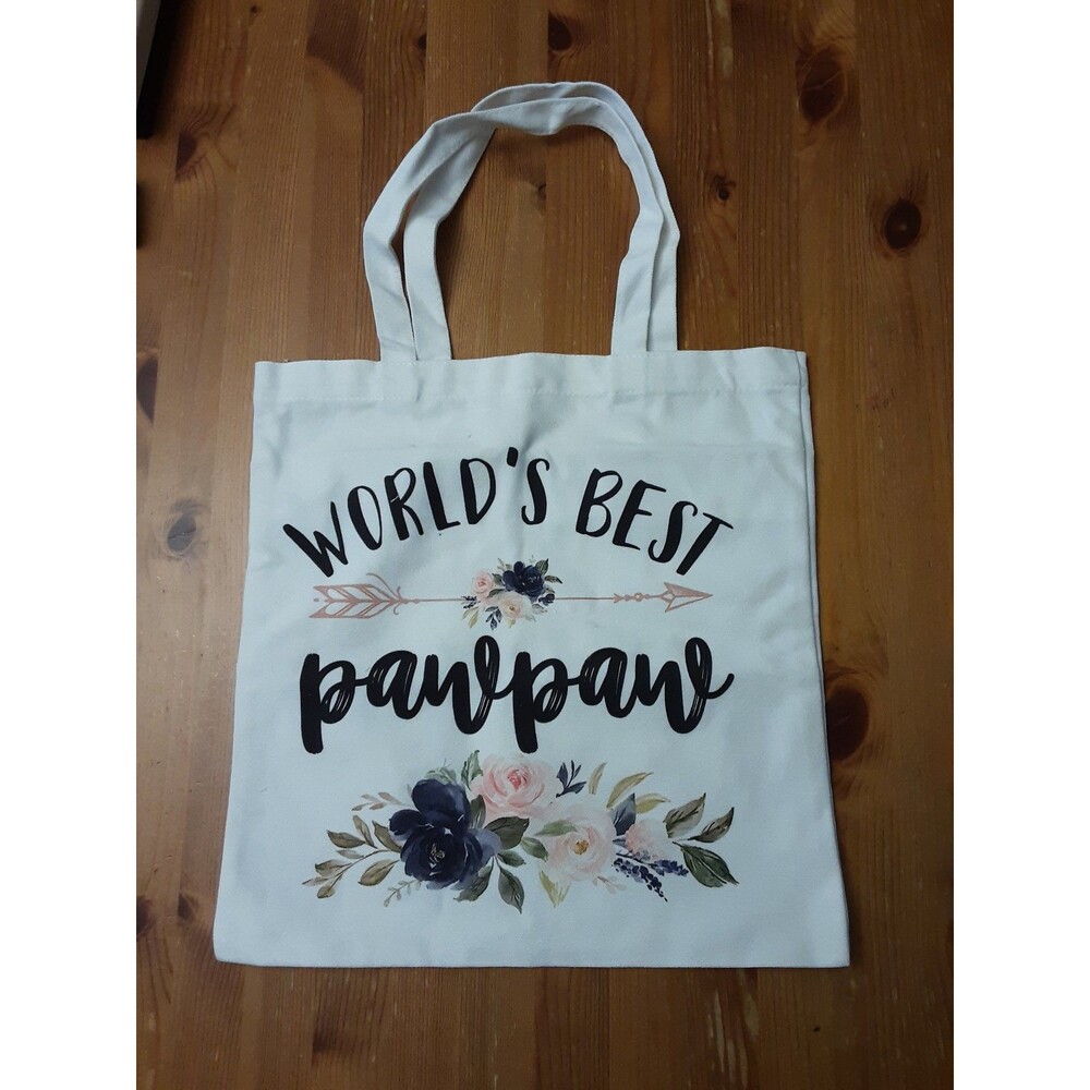 Pawpaw Gifts Canvas Tote Bag, World's Best Pawpaw Gifts Tote Bag from Grandkids - Picture 2 of 2